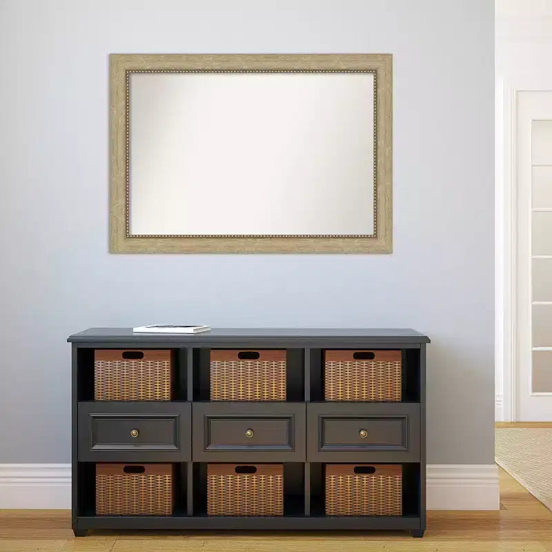 Amanti Art 41"x29" Non-Beveled Astor Champagne Wall Mirror : Modern Style, Polystyrene Frame, Includes Mount Hardware