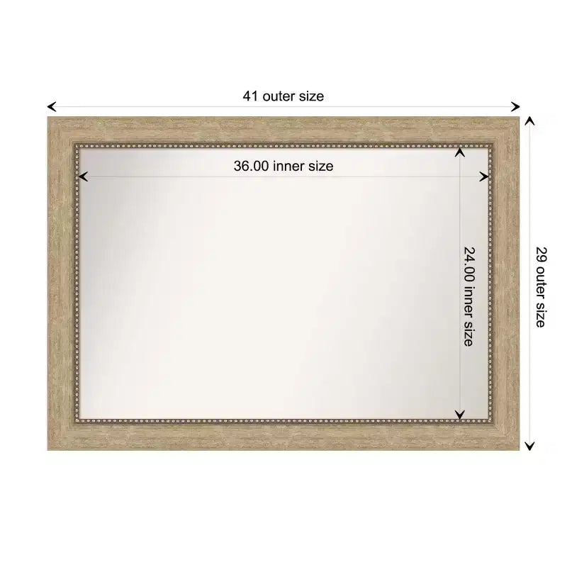 Amanti Art 41"x29" Non-Beveled Astor Champagne Wall Mirror : Modern Style, Polystyrene Frame, Includes Mount Hardware