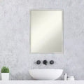 20" x 26" Non-Beveled Svelte Silver Wood Bathroom Wall Mirror - Amanti Art: Modern Rectangular Vanity, Includes Mount Hardware