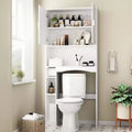 Famapy Water-Resistant Over-Toilet Storage Cabinet with Tissue Holder,Bathroom Organizer with 6 Compartments,Space-Saving Over-Toilet Shlves Etageres