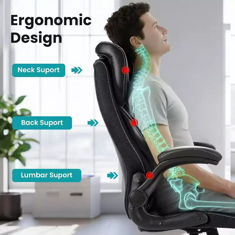 Garvee Ergonomic Office Chair, Reclining Executive Office Desk Chair, High Back Chair for Home Office, Black