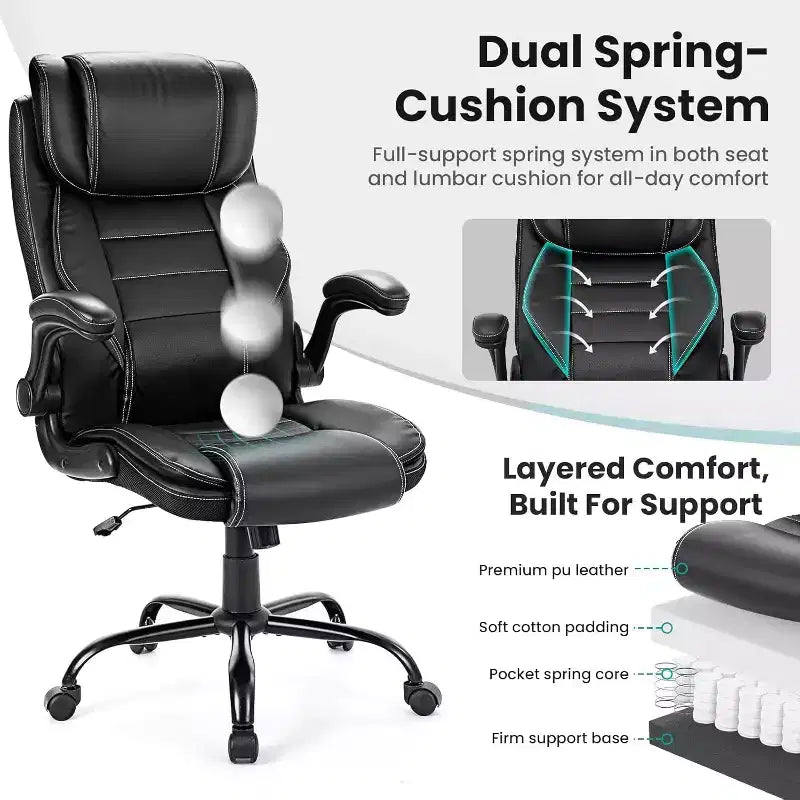 Garvee Ergonomic Office Chair, Reclining Executive Office Desk Chair, High Back Chair for Home Office, Black