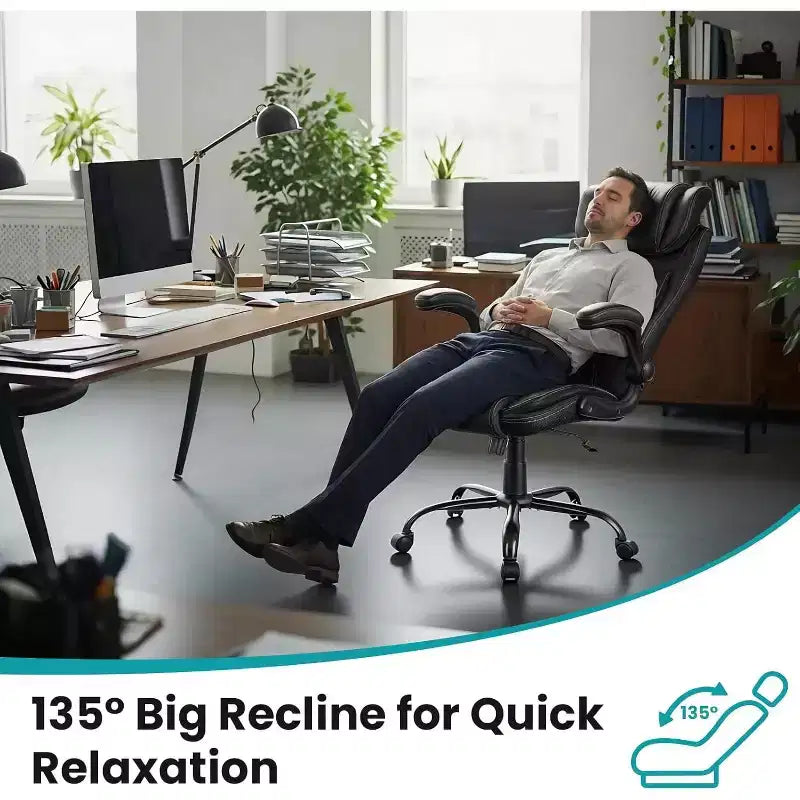 Garvee Ergonomic Office Chair, Reclining Executive Office Desk Chair, High Back Chair for Home Office, Black