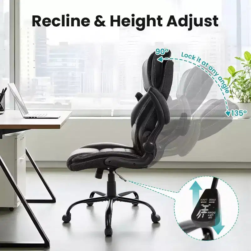 Garvee Ergonomic Office Chair, Reclining Executive Office Desk Chair, High Back Chair for Home Office, Black