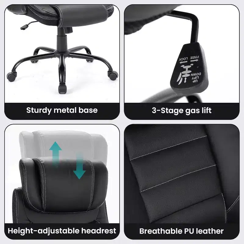 Garvee Ergonomic Office Chair, Reclining Executive Office Desk Chair, High Back Chair for Home Office, Black
