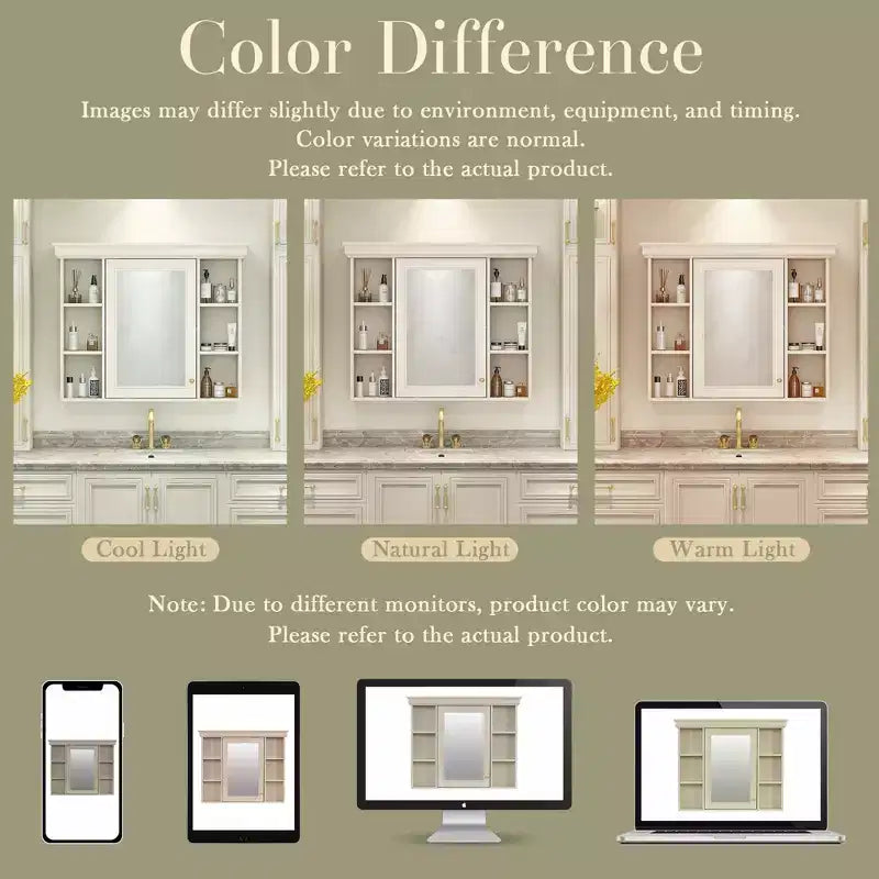 CASAINC 35 x 28 Wall Mounted Medicine Cabinet with Mirror Door and 6 Open Shelves, Modern Storage Unit