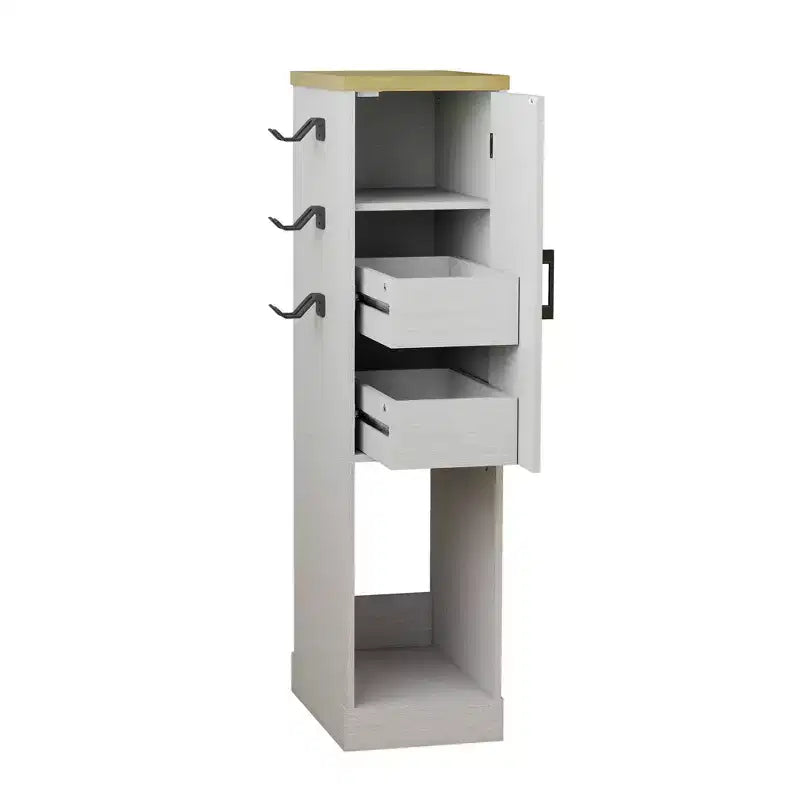AndMakers Antique White Media Storage Cabinet with Shelves and Drawers