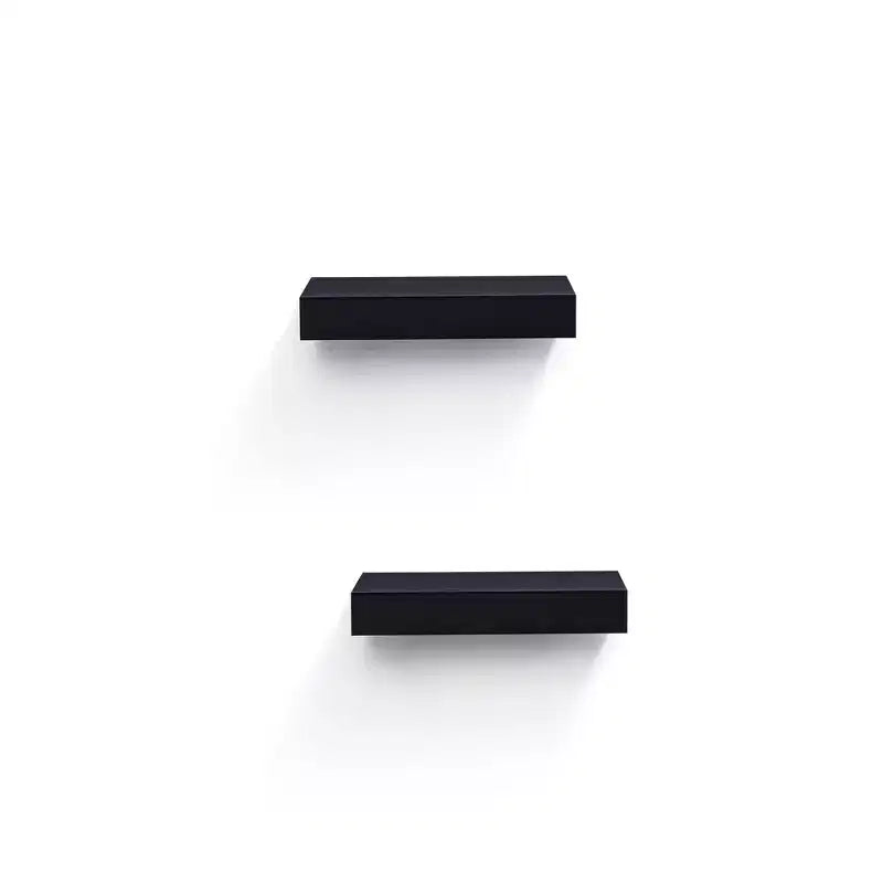 14.96 Black Floating Shelf C invisible-bracket wood wall mount, perfect bathroom/bedroom/kitchen dcor or book/plant display, easy install.