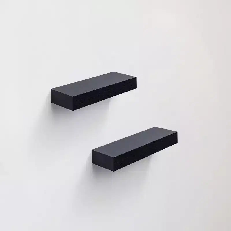 14.96 Black Floating Shelf C invisible-bracket wood wall mount, perfect bathroom/bedroom/kitchen dcor or book/plant display, easy install.